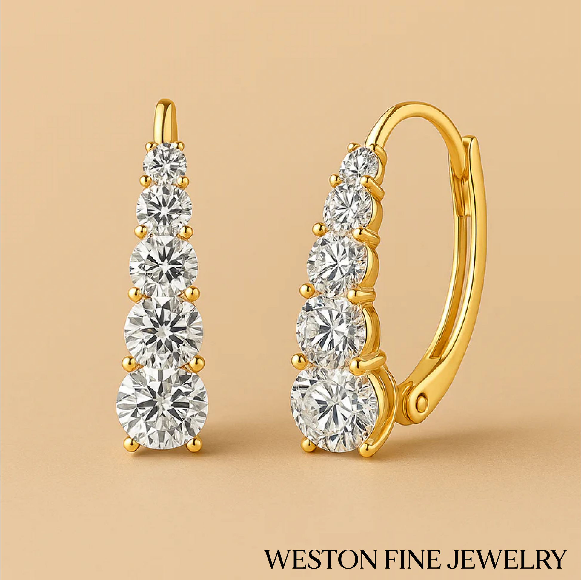 Carol Four-Stone Stud Earrings in 16K Gold Radiance