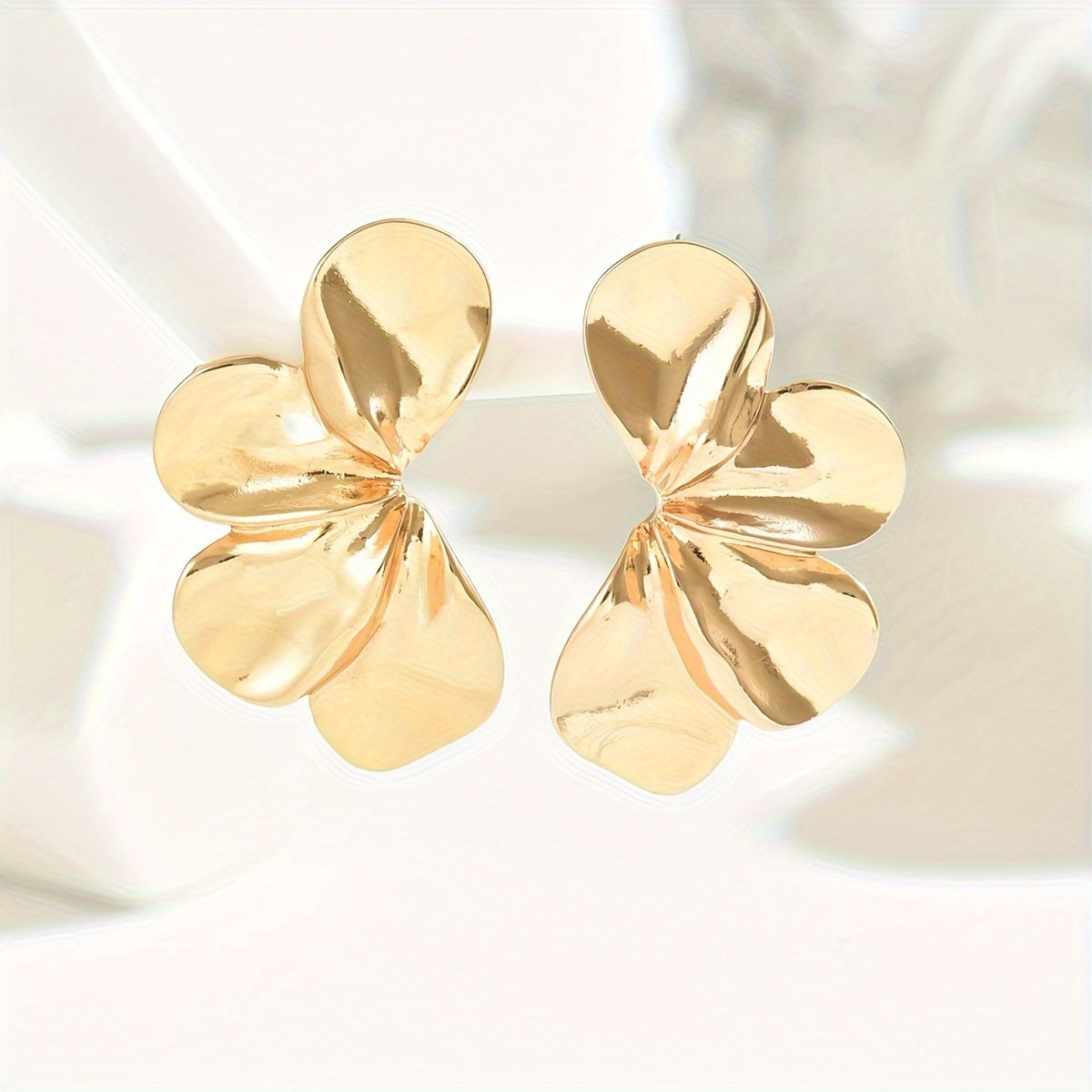 Golden Bloom – Elegant Floral Geometry Earrings for Her