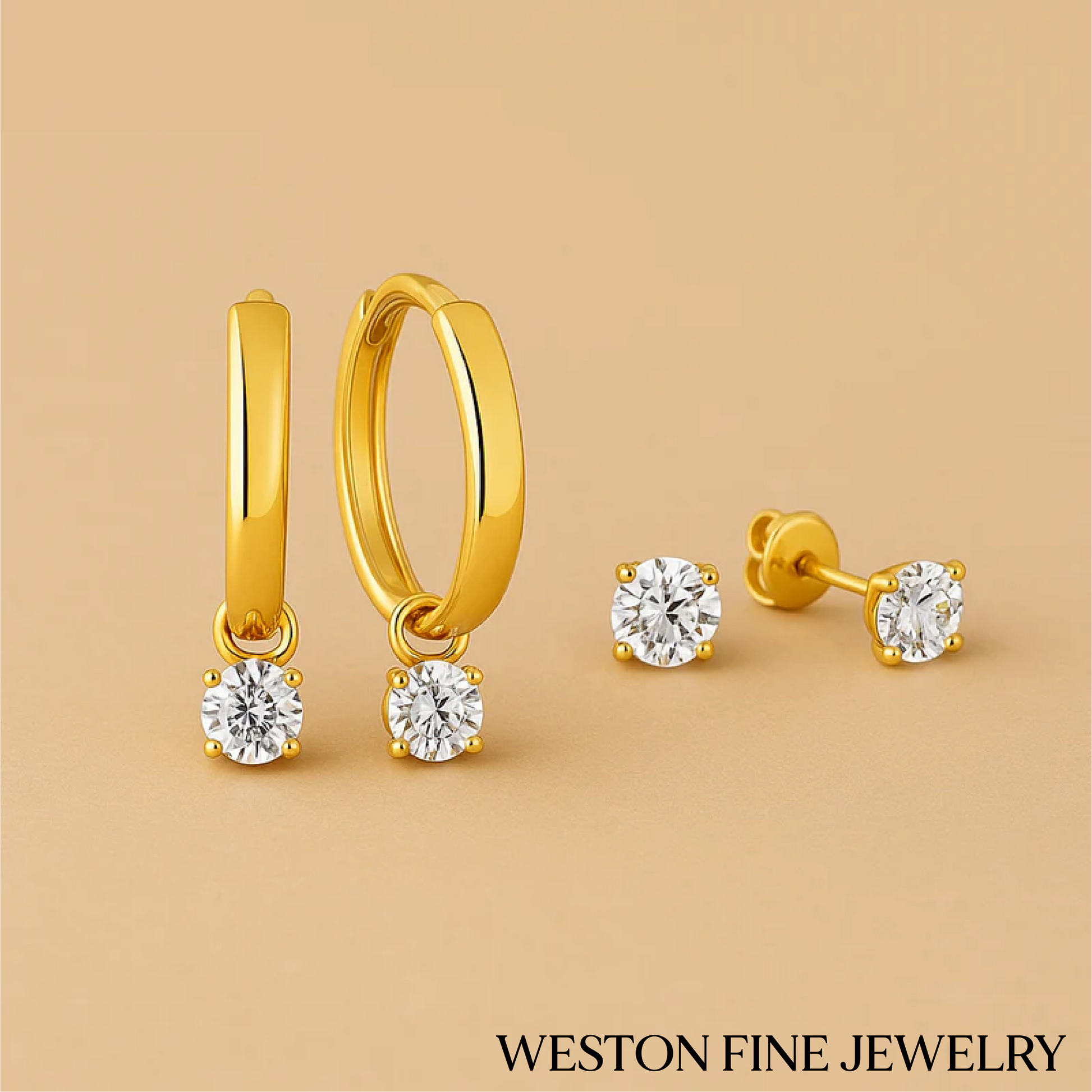 Larmes de Lune Earrings Set in 14K Gold Moonlit Elegance