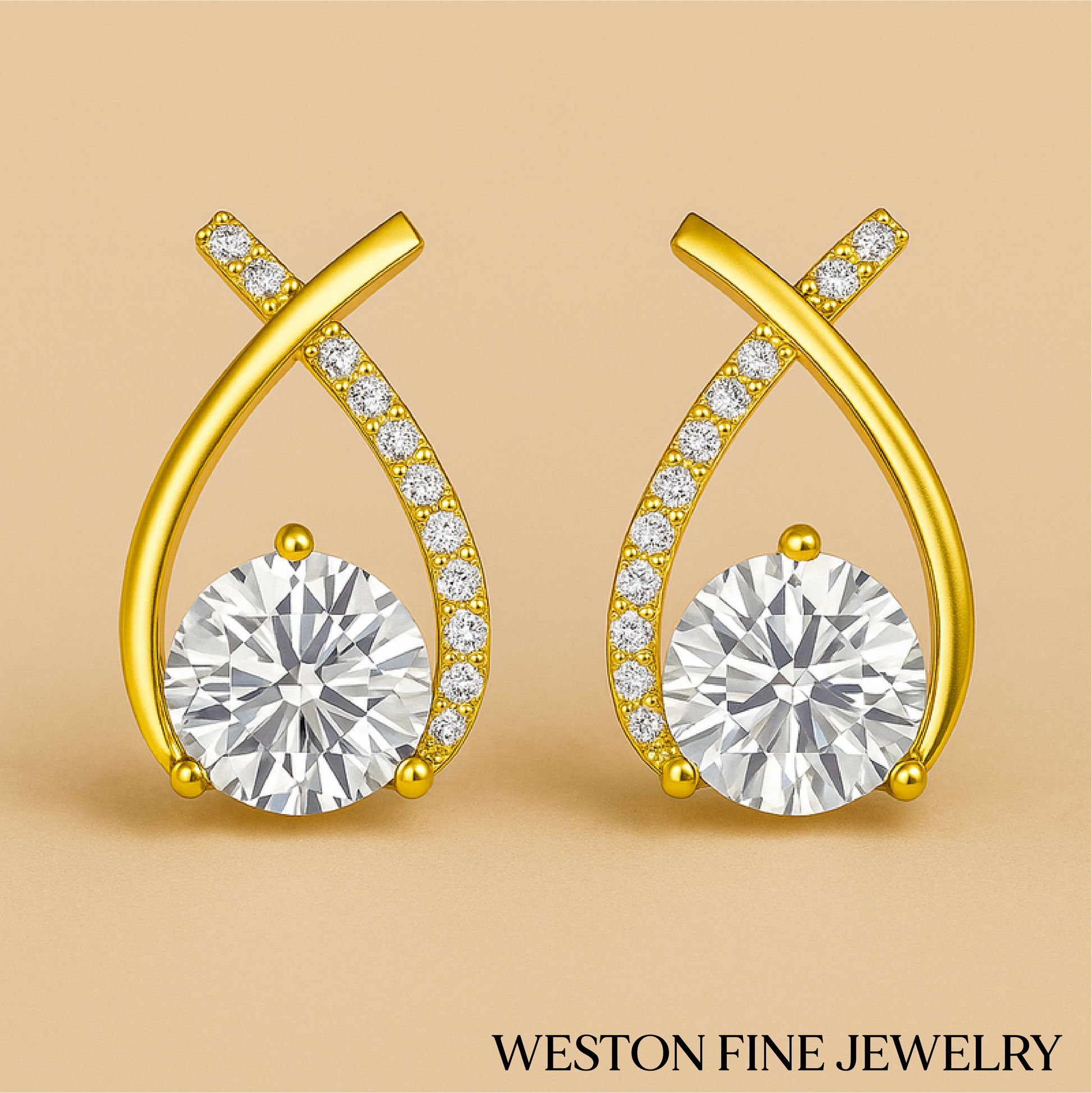 Elegant Arielle Drop Earrings in 18k Gold