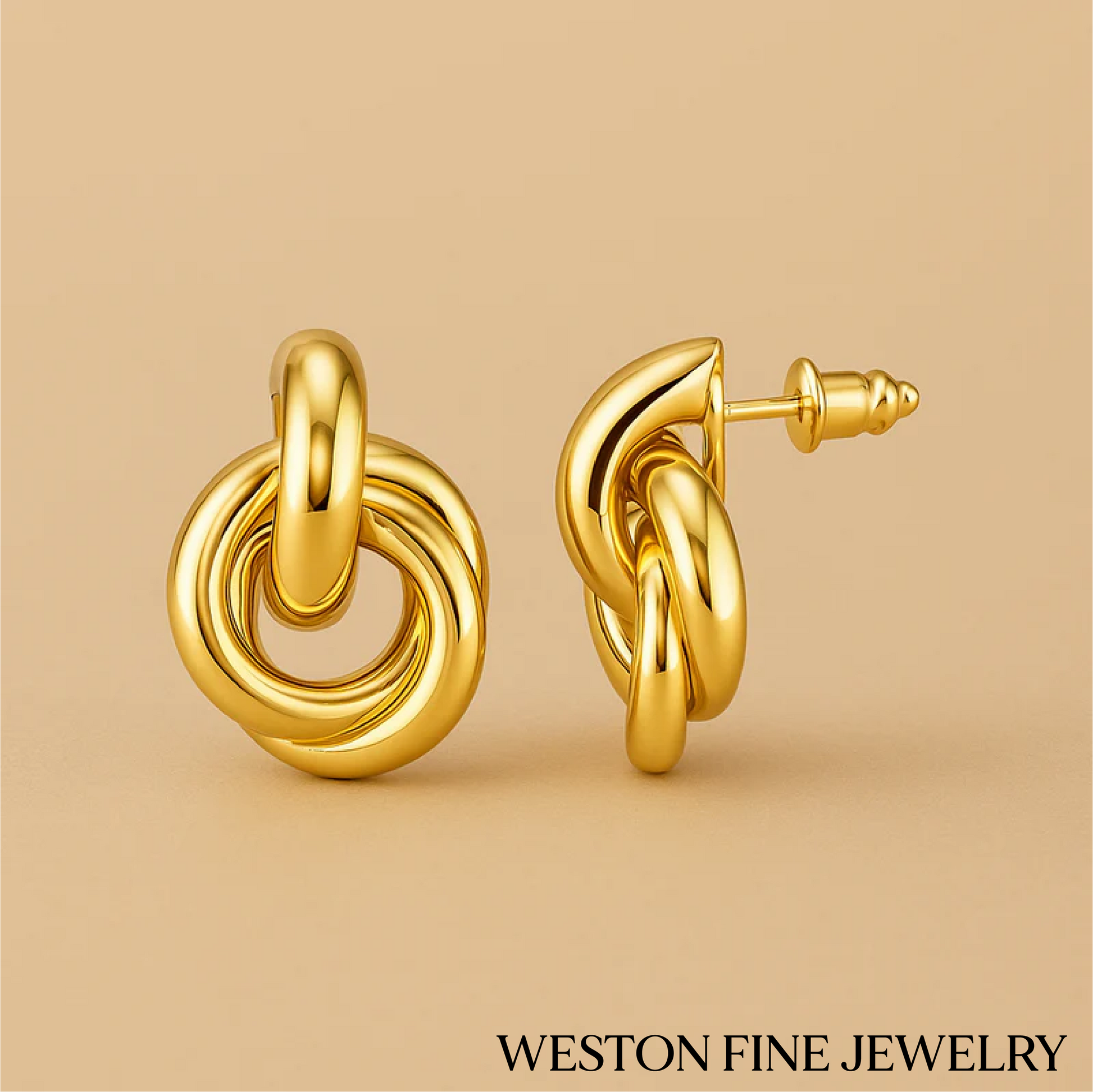Interlocking Hoop Earrings in 14K Gold Harmony