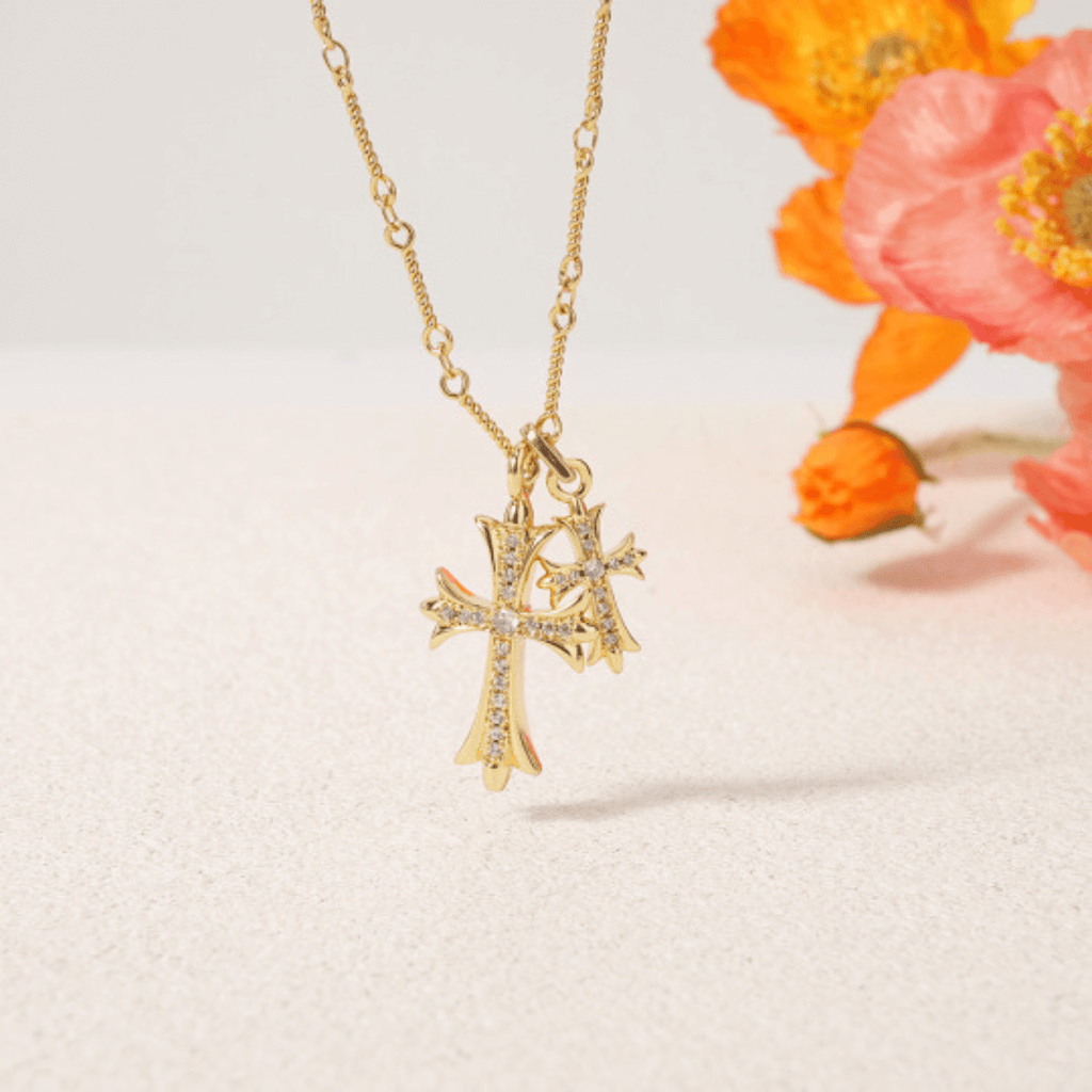 Double Cross Faith Necklace