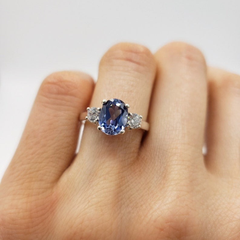 Blue sapphire ring in sterling silver