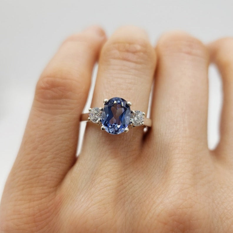 Blue sapphire ring in sterling silver
