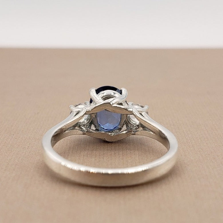 Blue sapphire ring in sterling silver