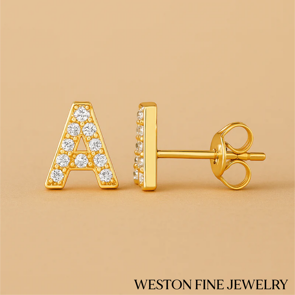 Custom Initial Stud in Radiant 16K Gold