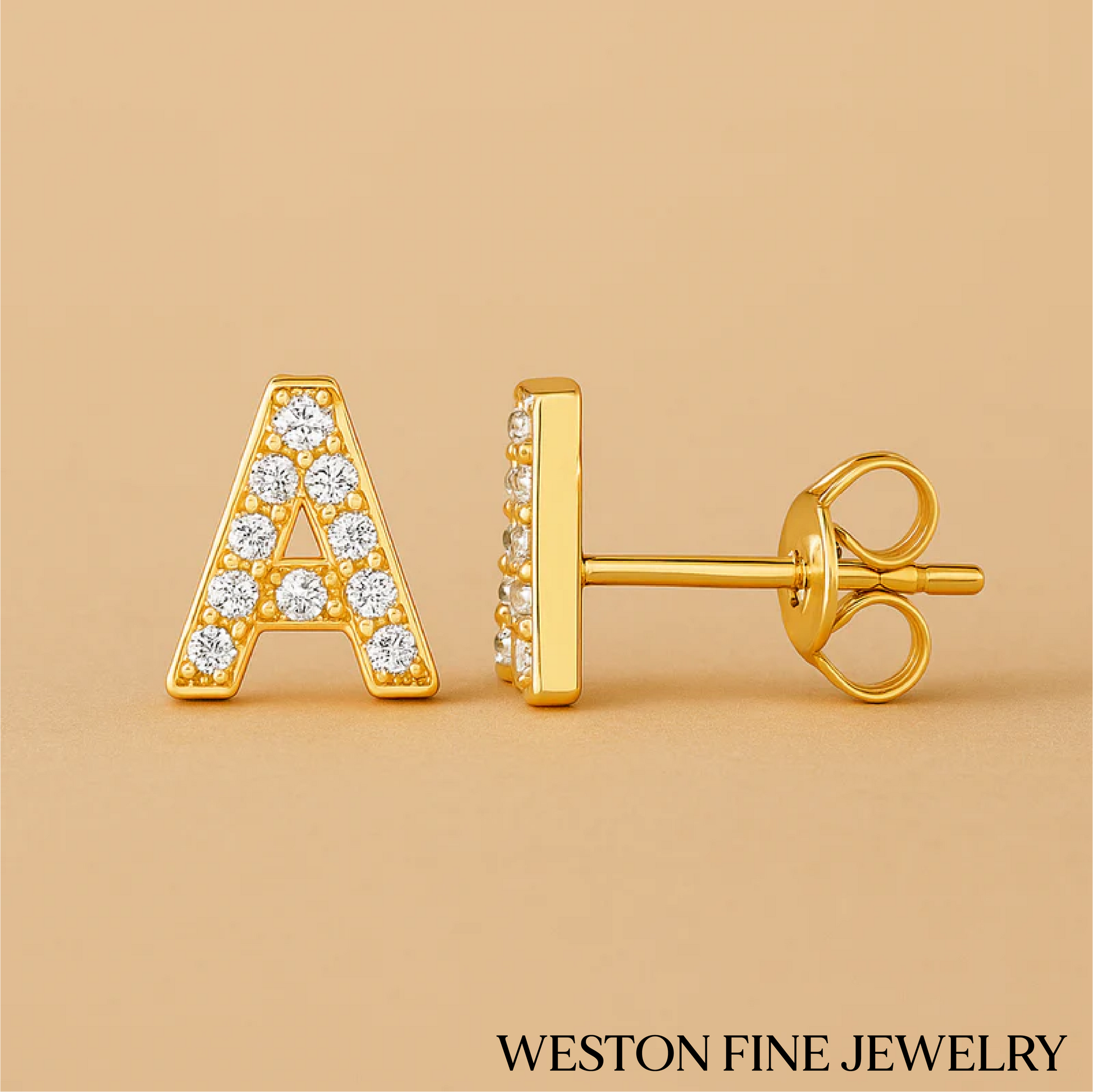 Custom Initial Stud in Radiant 16K Gold