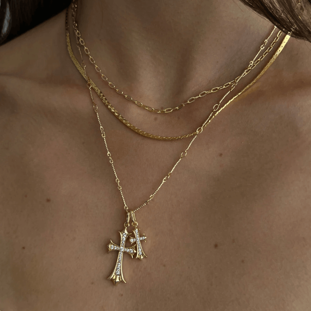 Double Cross Faith Necklace