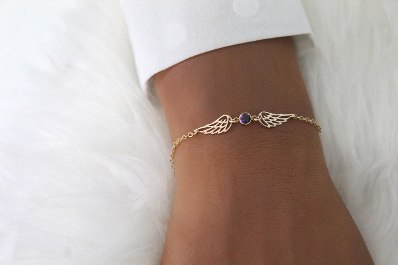 Connected by love - bracelet & necklace set angel wings with birthstone