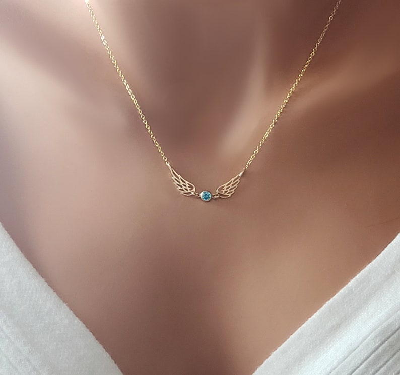 Connected by love - bracelet & necklace set angel wings with birthstone