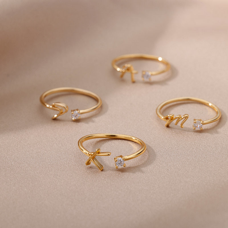 Customizable A–Z Initial Rings for Women – Adjustable Fit