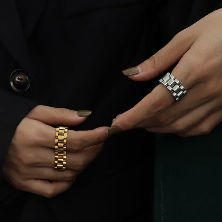 Titanium-steel chain ring