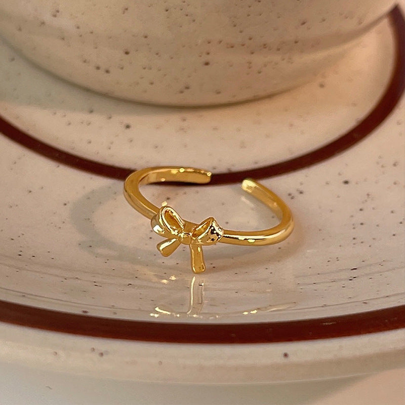 Ballet Charm Bow Ring – Golden Elegance for Gifting & Glamour