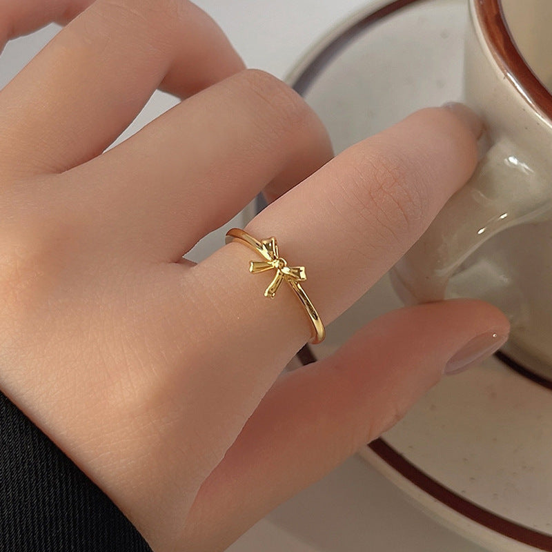 Ballet Charm Bow Ring – Golden Elegance for Gifting & Glamour
