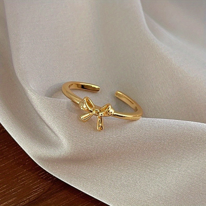 Ballet Charm Bow Ring – Golden Elegance for Gifting & Glamour