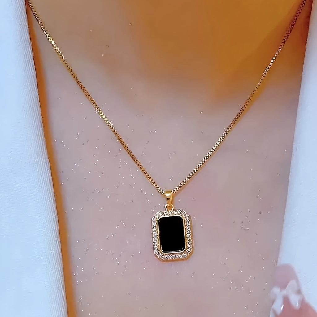 Elegant black pendant necklace with sparkling accents