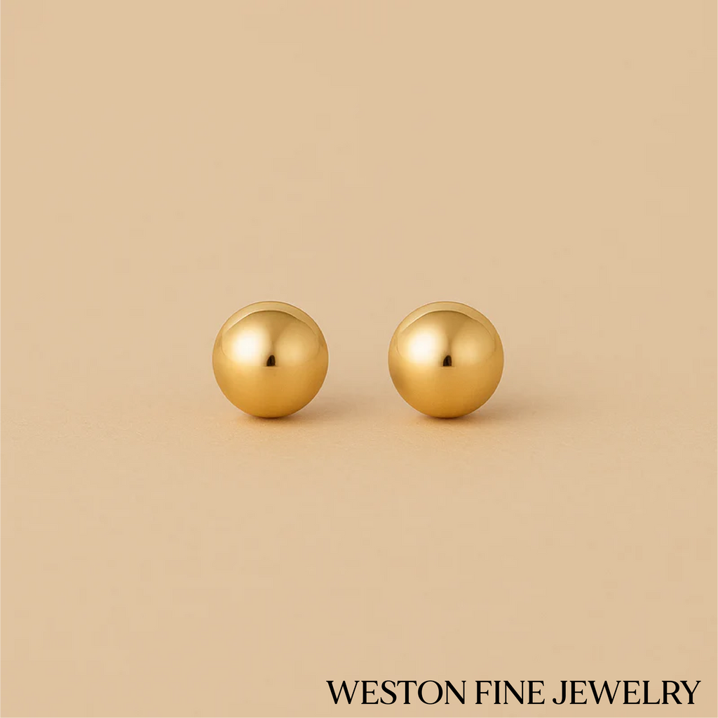 Timeless Round Studs in Polished 16K Gold