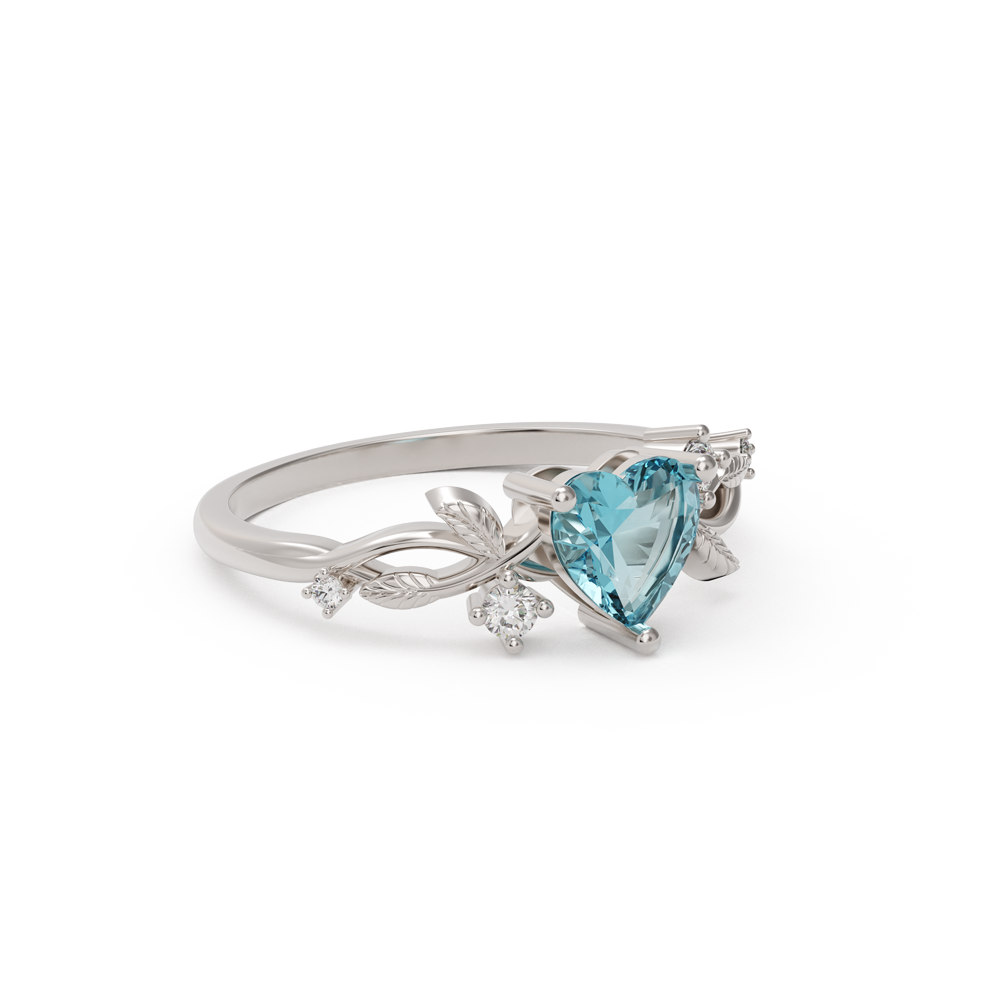 Heart-shaped gemstone ring in sterling silver