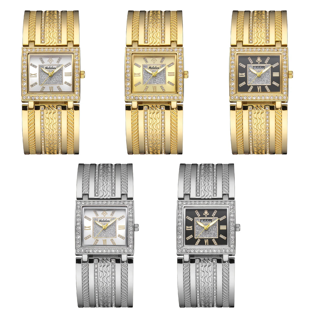 Luxury Golden-Tone Ladies Quartz Watch with Rhinestone Accents