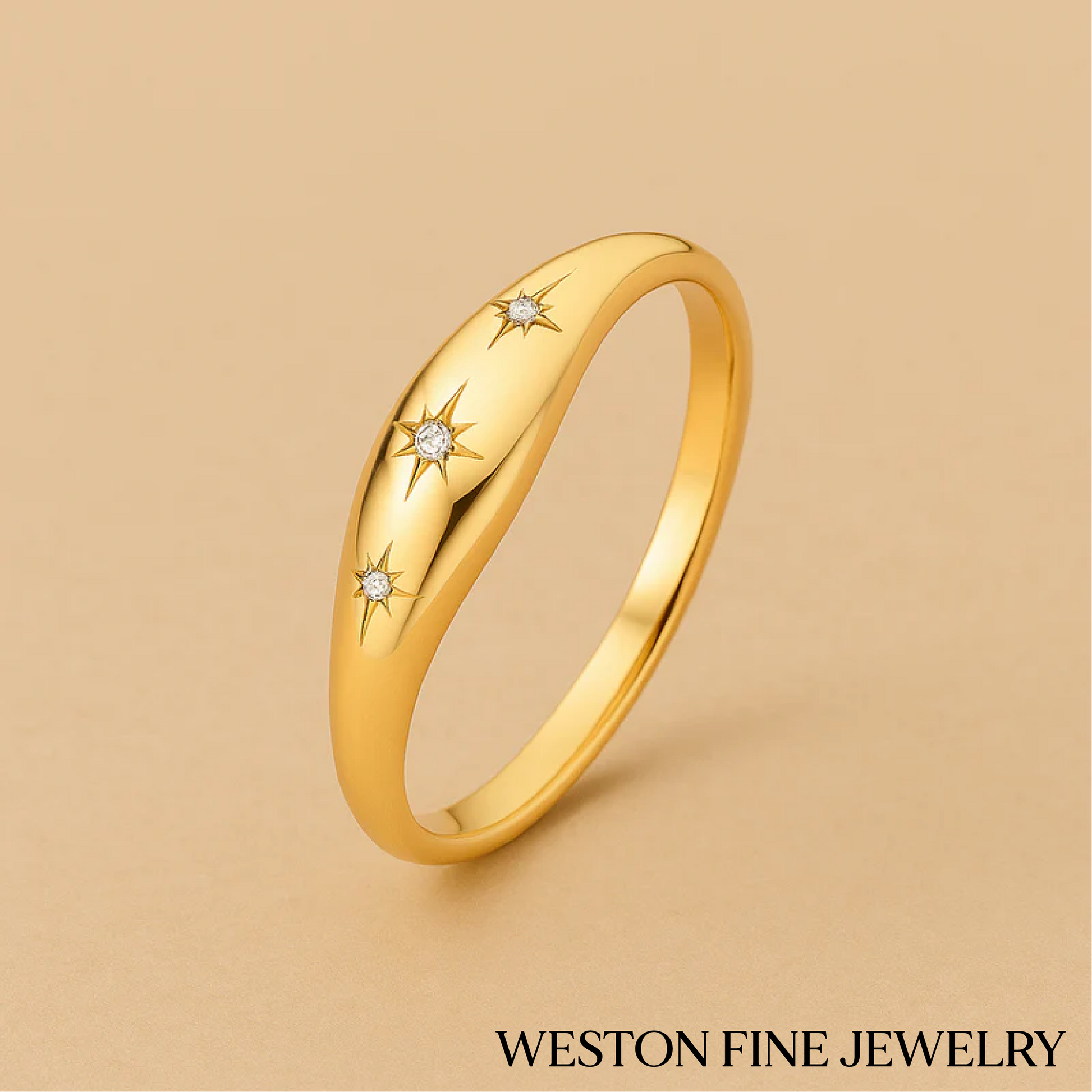 Diamond-Embellished Dome Ring in 14k Gold