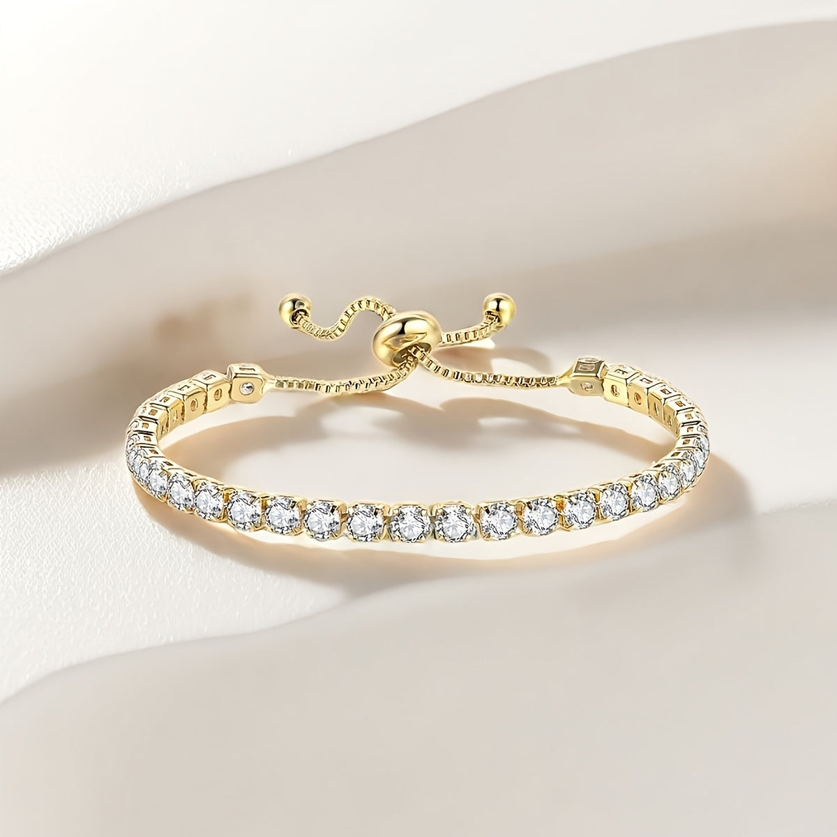 Timeless Sparkle: Crystal Embrace Tennis Bracelet with Adjustable Fit