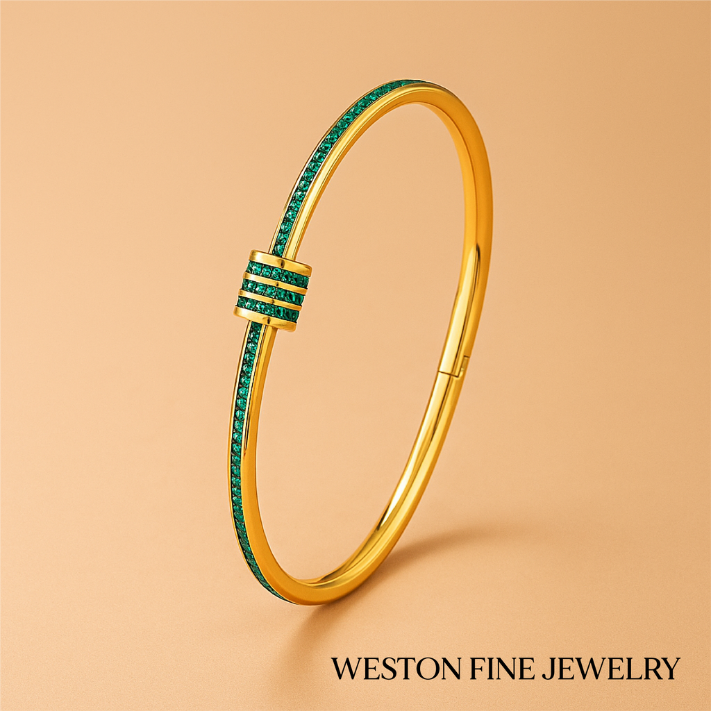 Tessandra Virelli | Green Accent Bracelet in 16k Gold