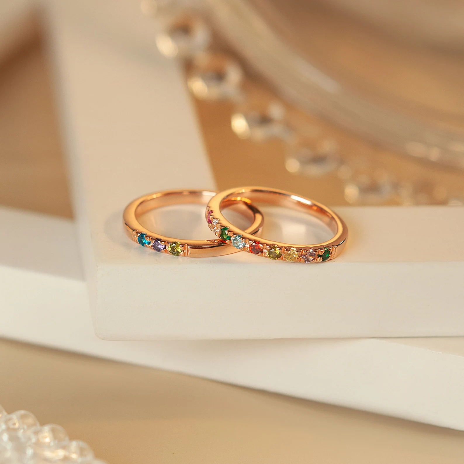 Delicate golden birthstone ring - family jewelry with meaning
