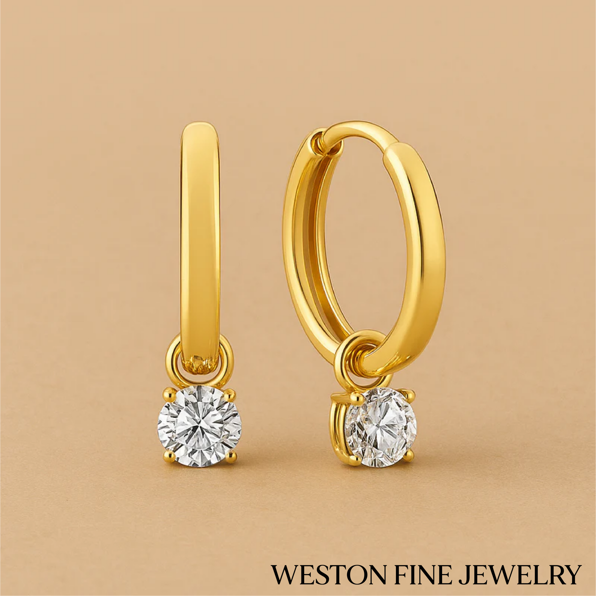 Larmes de Lune 14K Gold Stone Hoop Earrings