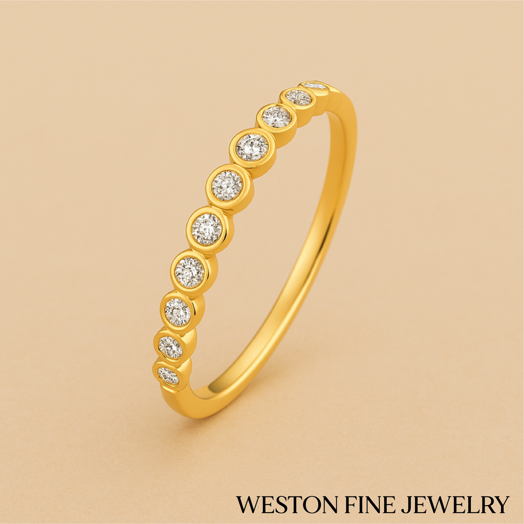 Diamond-Accented Bubble Ring in 14k Gold