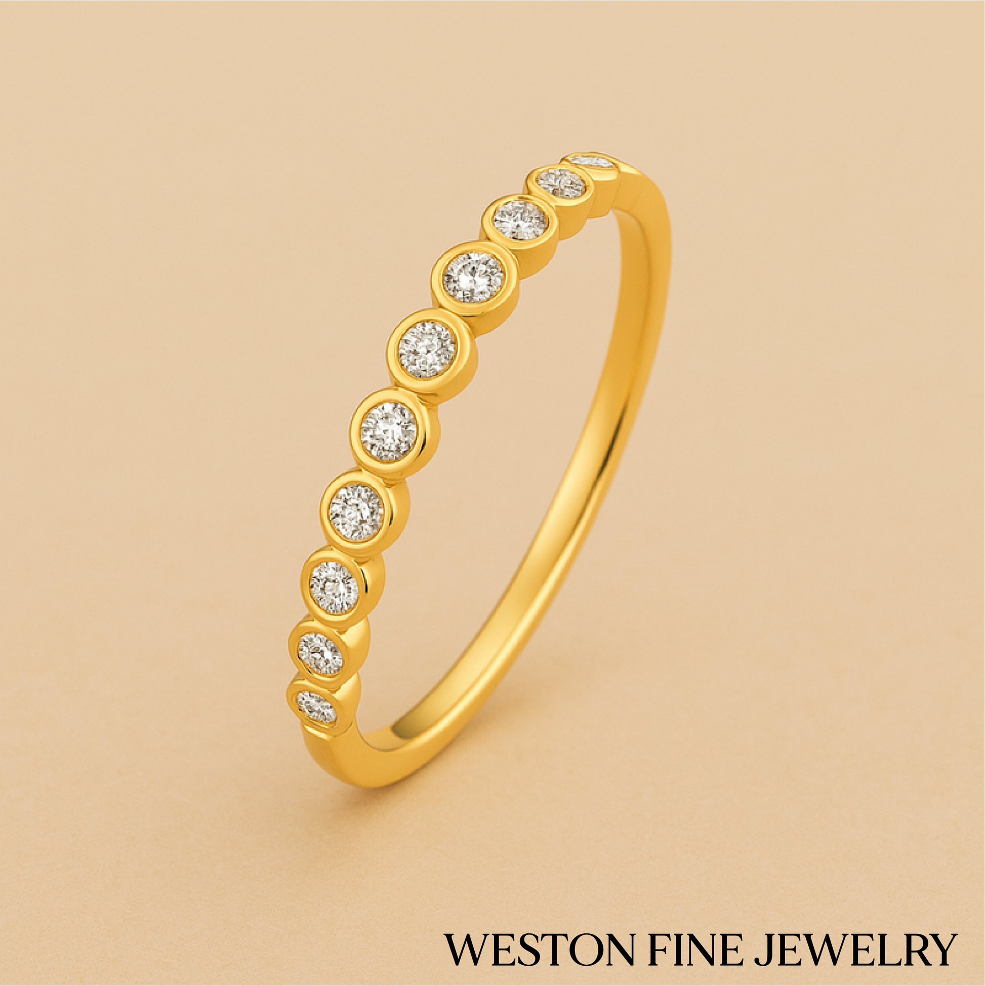 Diamond-Accented Bubble Ring in 14k Gold