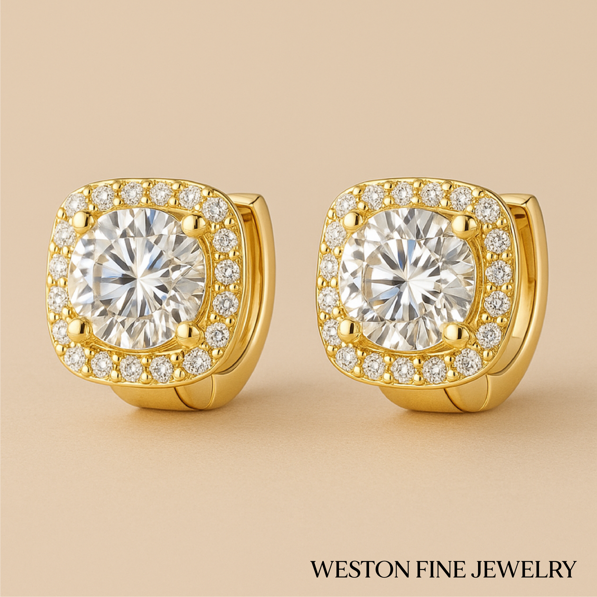 Elegant Nadine Square Earrings in 18k Gold