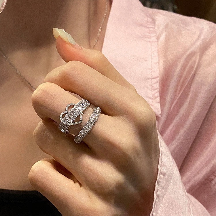 Designer heart zirconia ring