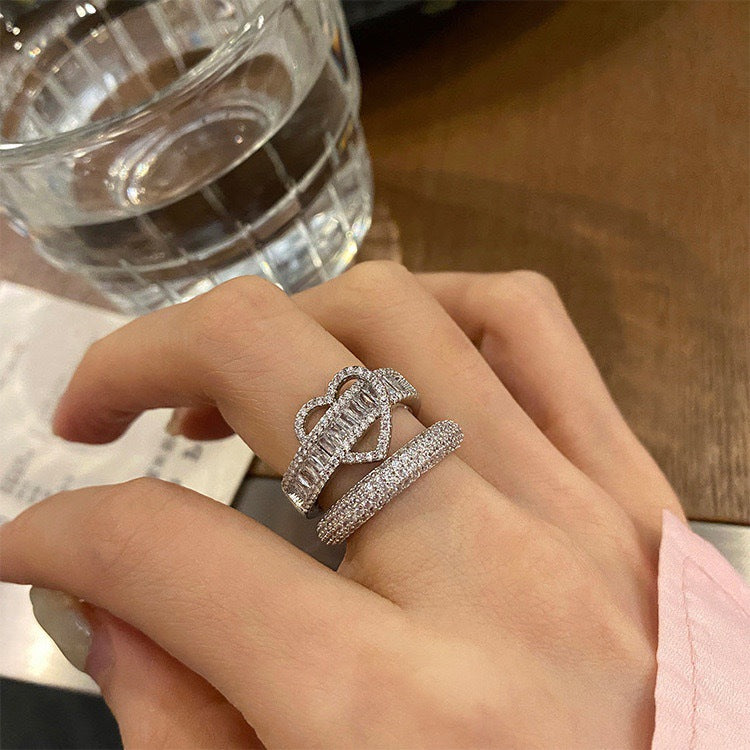 Designer heart zirconia ring