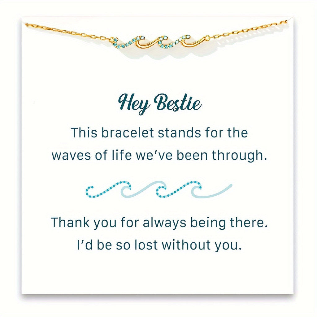 Blue Wave Boho Bracelet with Sparkling Cubic Zirconia