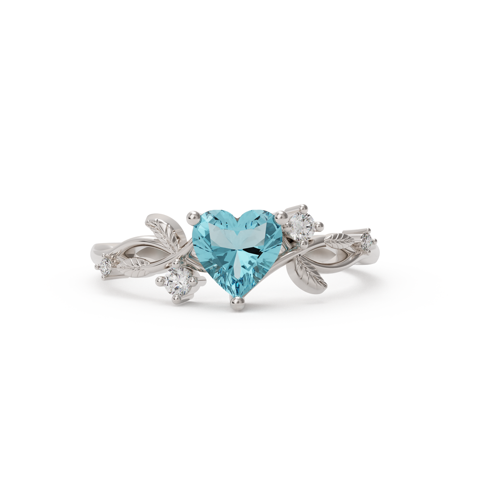 Heart-shaped gemstone ring in sterling silver