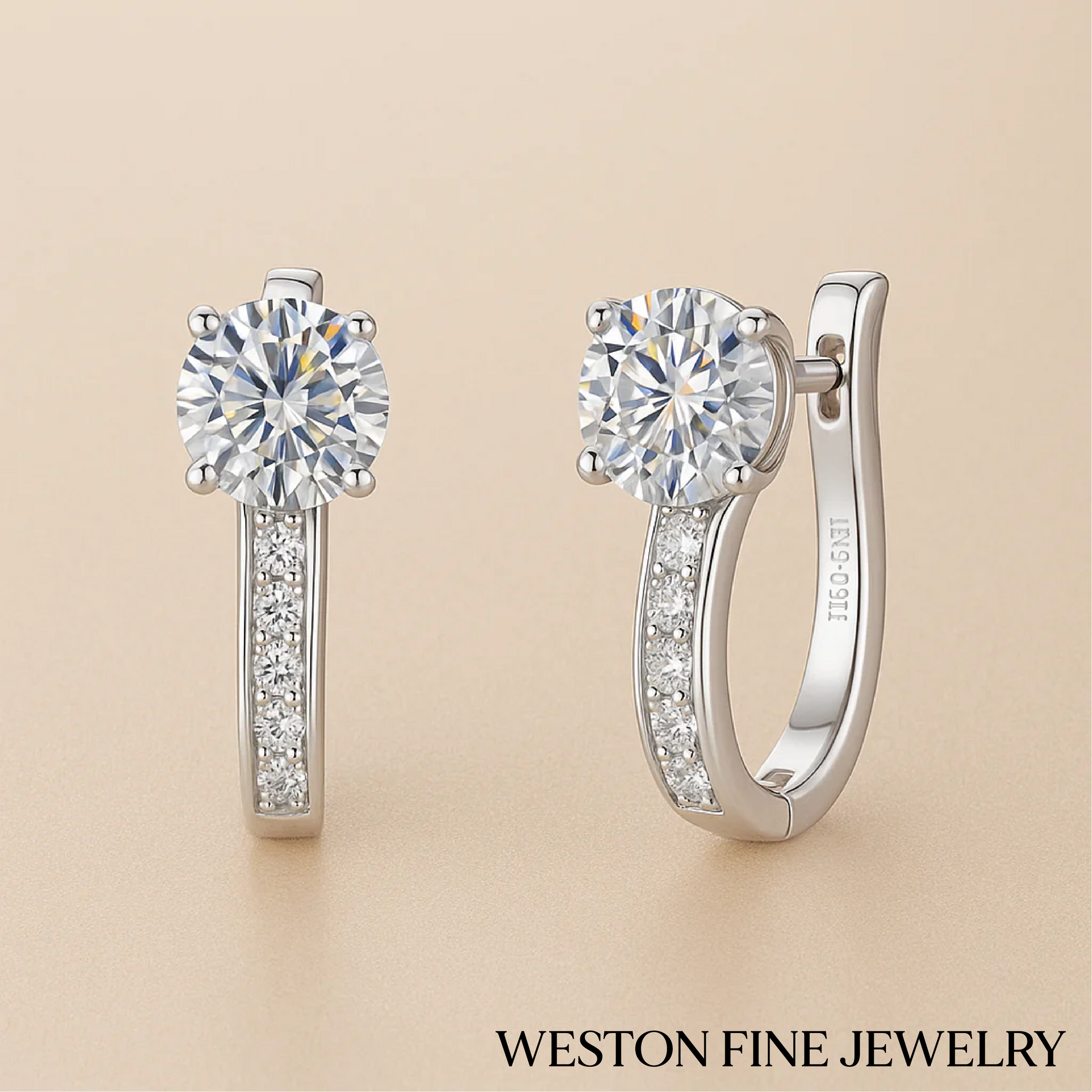 Elegant 18k Gold Huggie Earrings with Moissanite