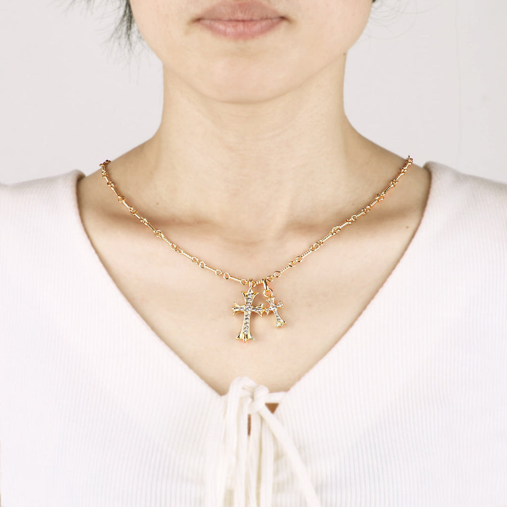 Double Cross Faith Necklace