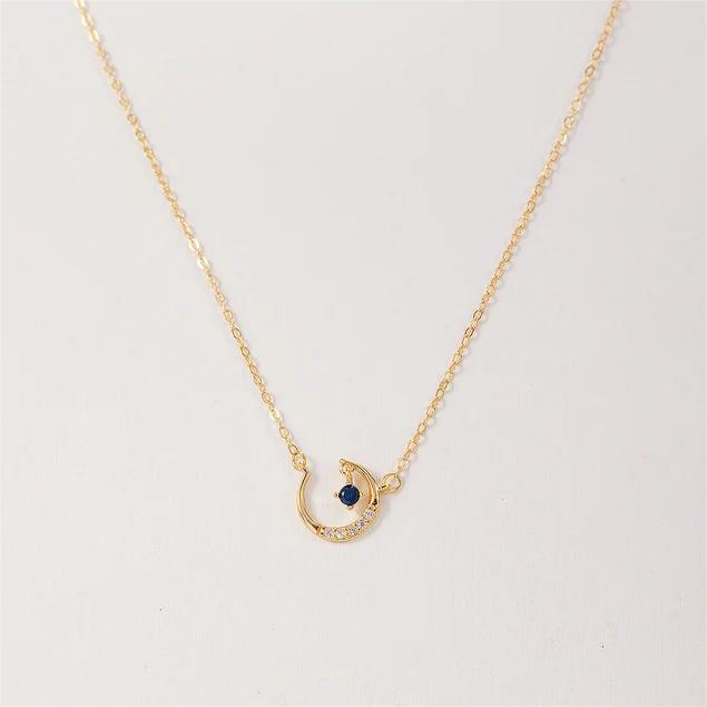 Birthstone moon pendant - Elegant gemstone necklace for you