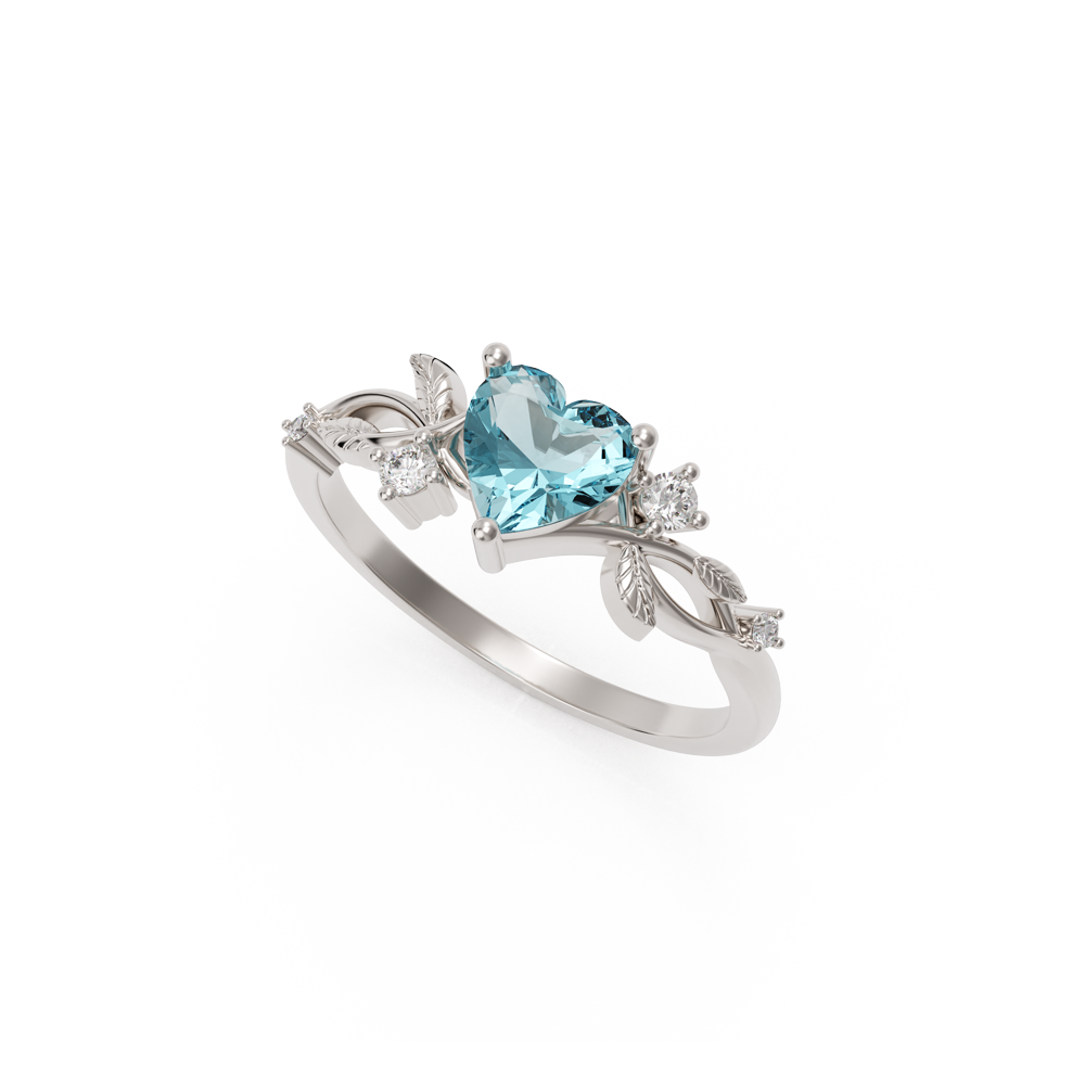 Heart-shaped gemstone ring in sterling silver