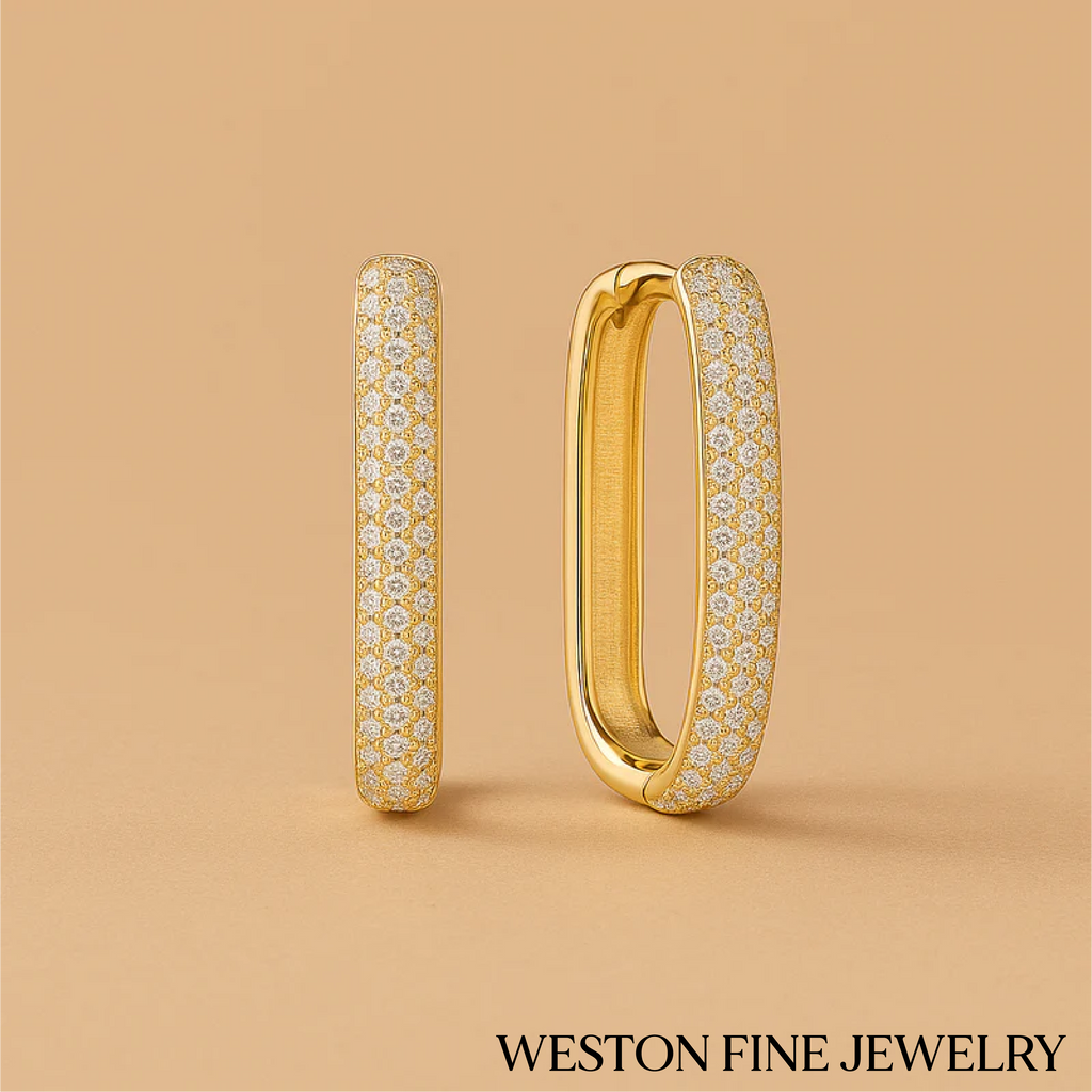 Statement Pavé Hoop Earrings in Radiant 16K Gold