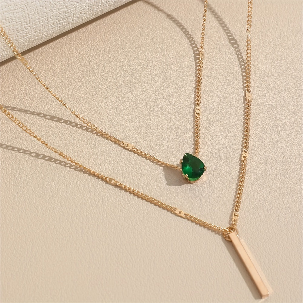 Double Layer Teardrop Pendant Necklace – Elegant & Feminine