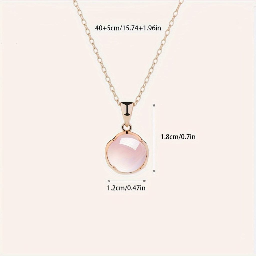 Pink Crystal Cherry Blossom Pendant – Elegant Clavicle Necklace