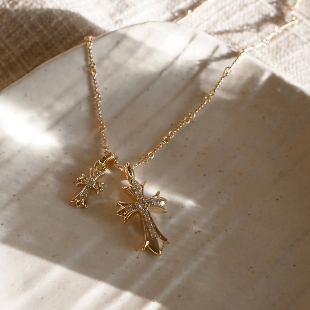 Double Cross Faith Necklace