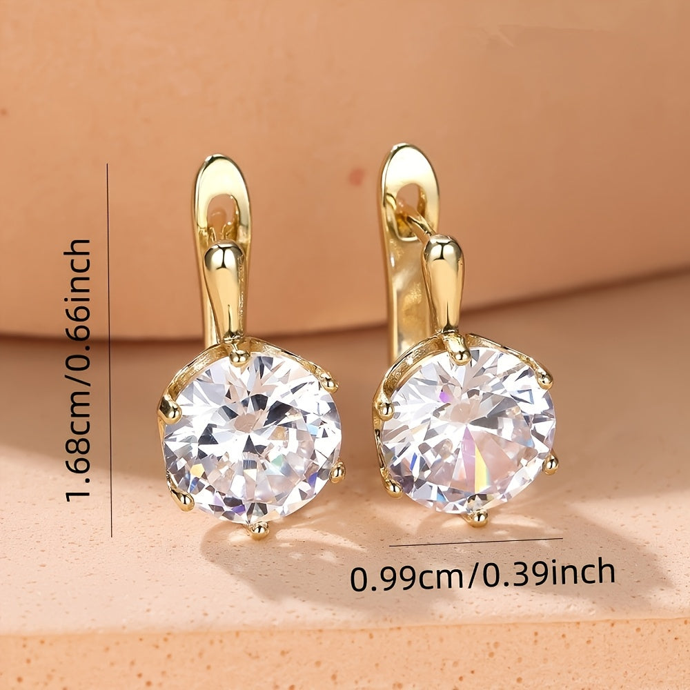 Luxury Gold Drop Earrings with Large Zirconia Stones