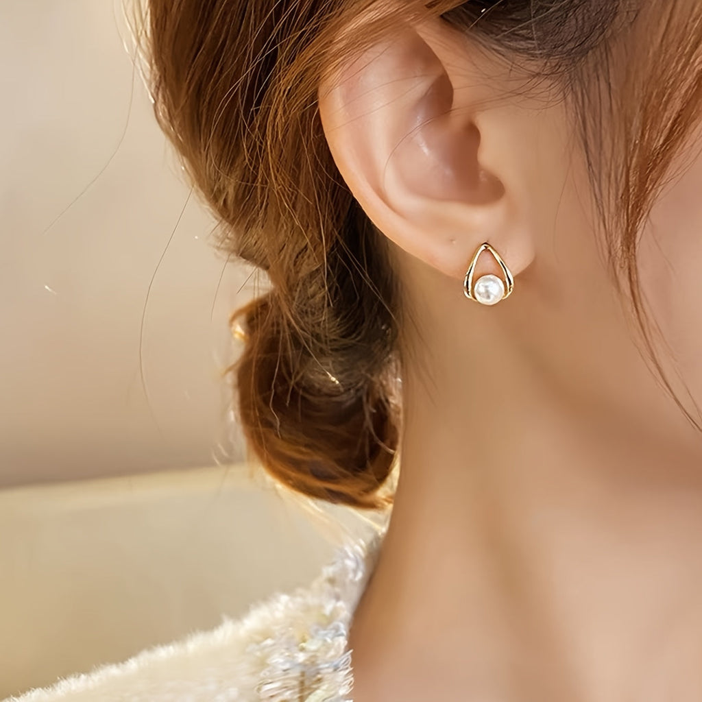 French-Inspired Faux Pearl Earrings – Elegant & Lightweight Design