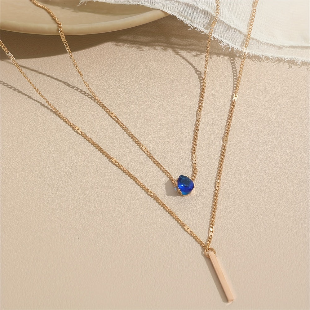 Double Layer Teardrop Pendant Necklace – Elegant & Feminine