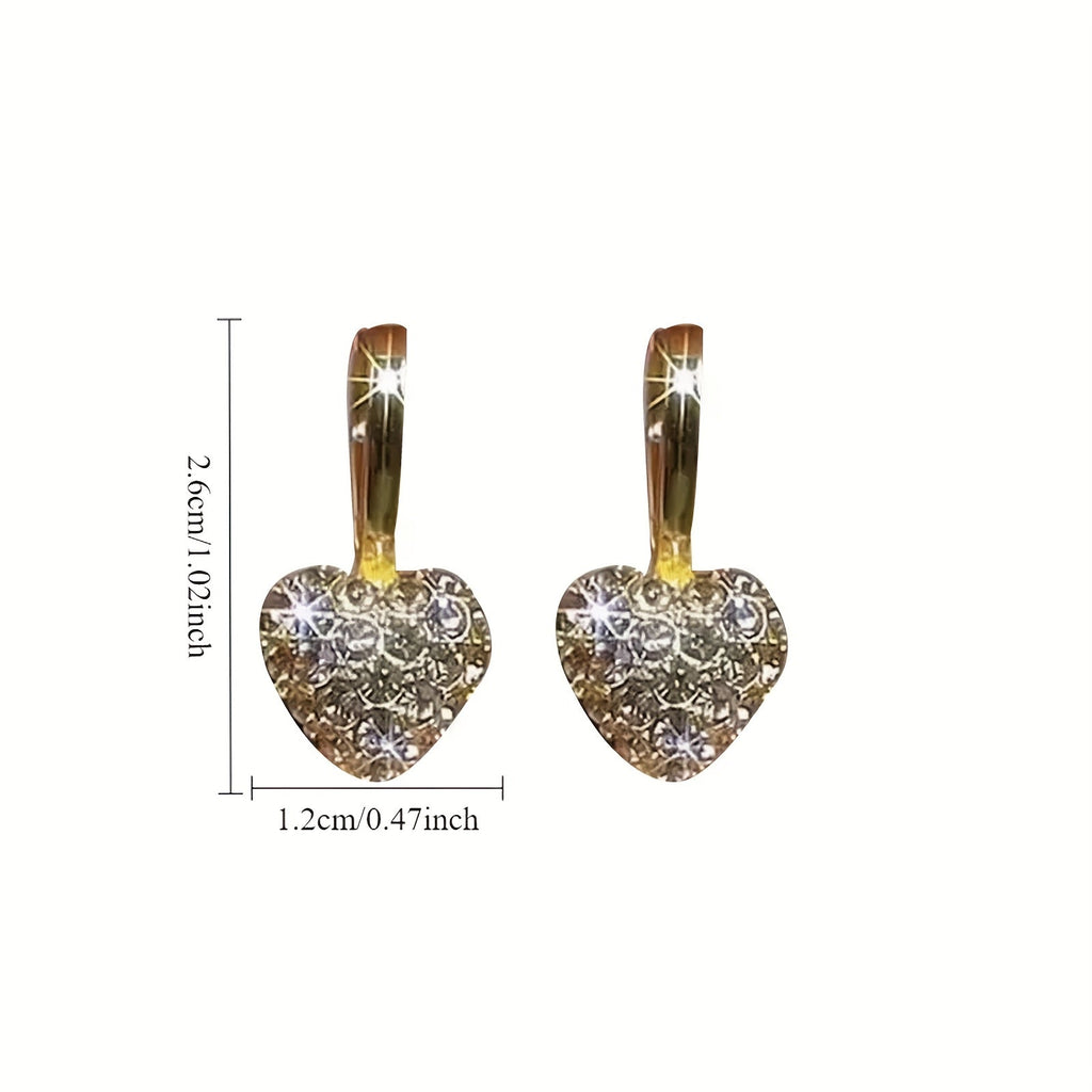 Romantic Heart Drop Earrings – Elegant Rhinestone Sparkle