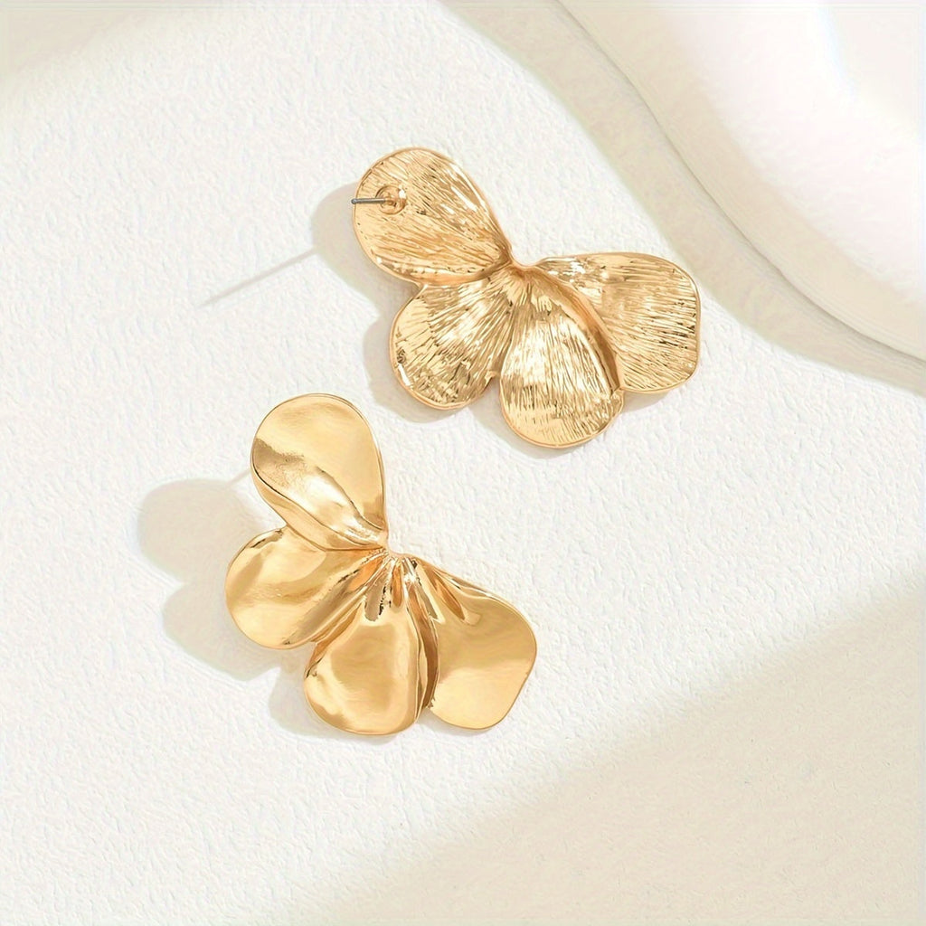 Golden Bloom – Elegant Floral Geometry Earrings for Her