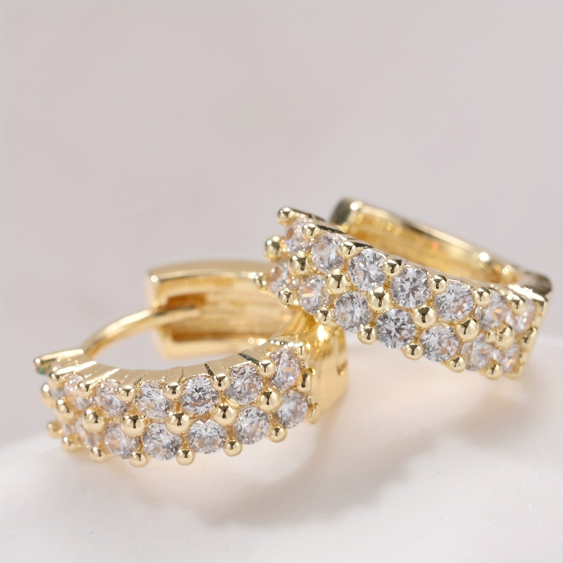 Golden Duo Hoop Earrings – 18K Gold Plated with Sparkling Zirconia