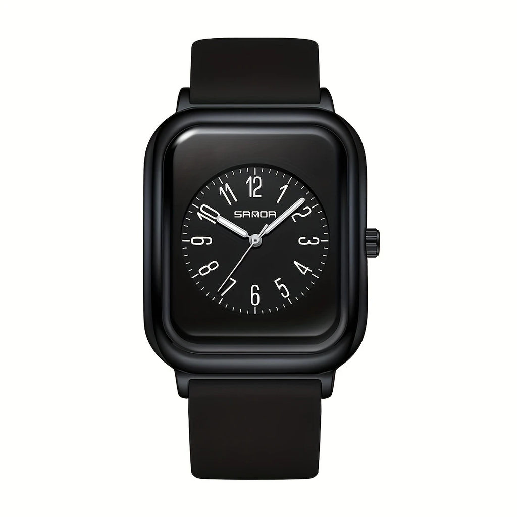 Square Quartz Watches Silicone Strap Zinc Alloy Pointer Zinc